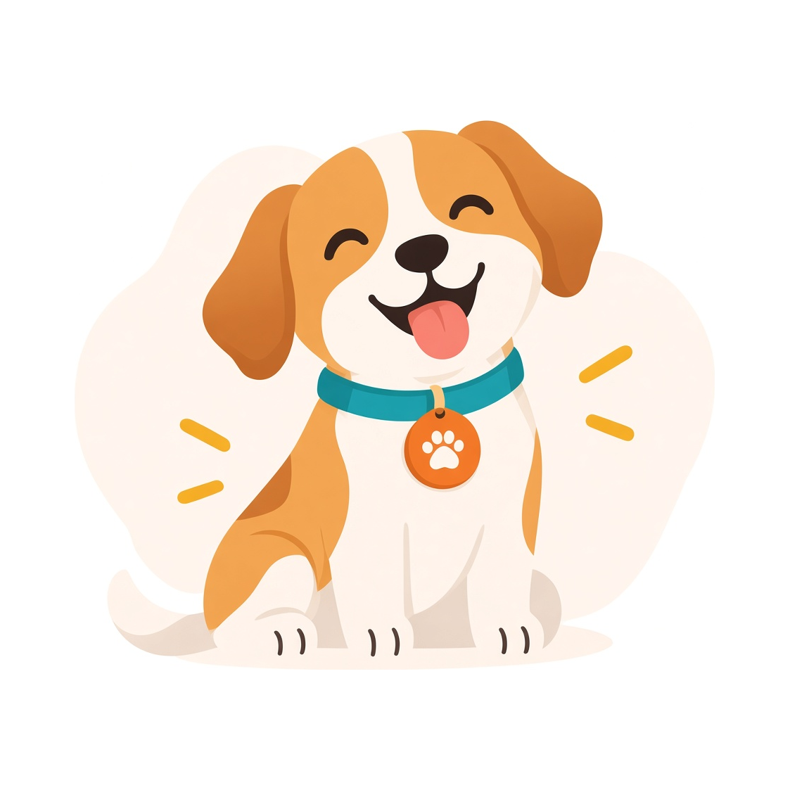 Happy dog wearing a teal collar with an orange MeePaw tag