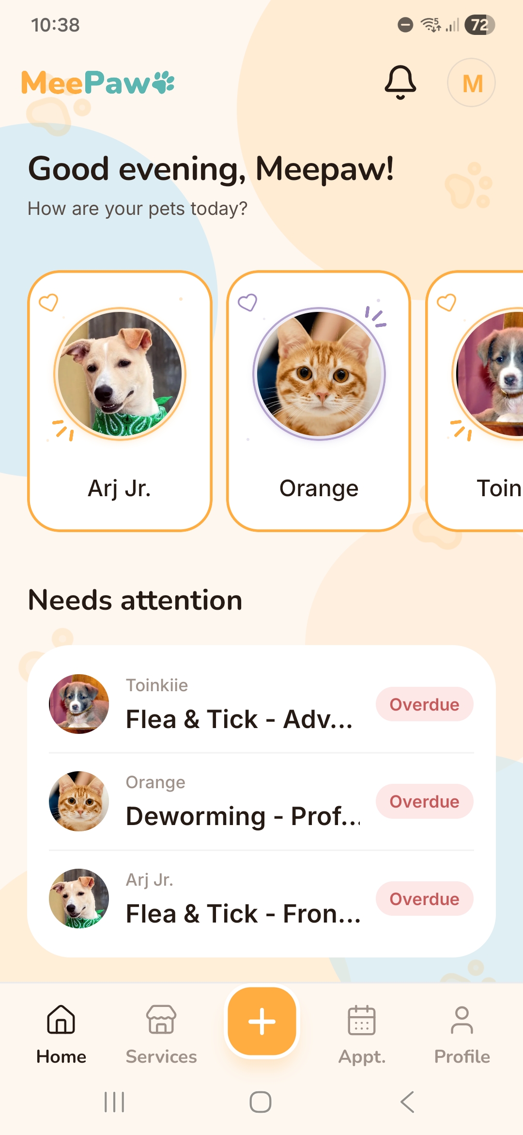 MeePaw home with pets and care due